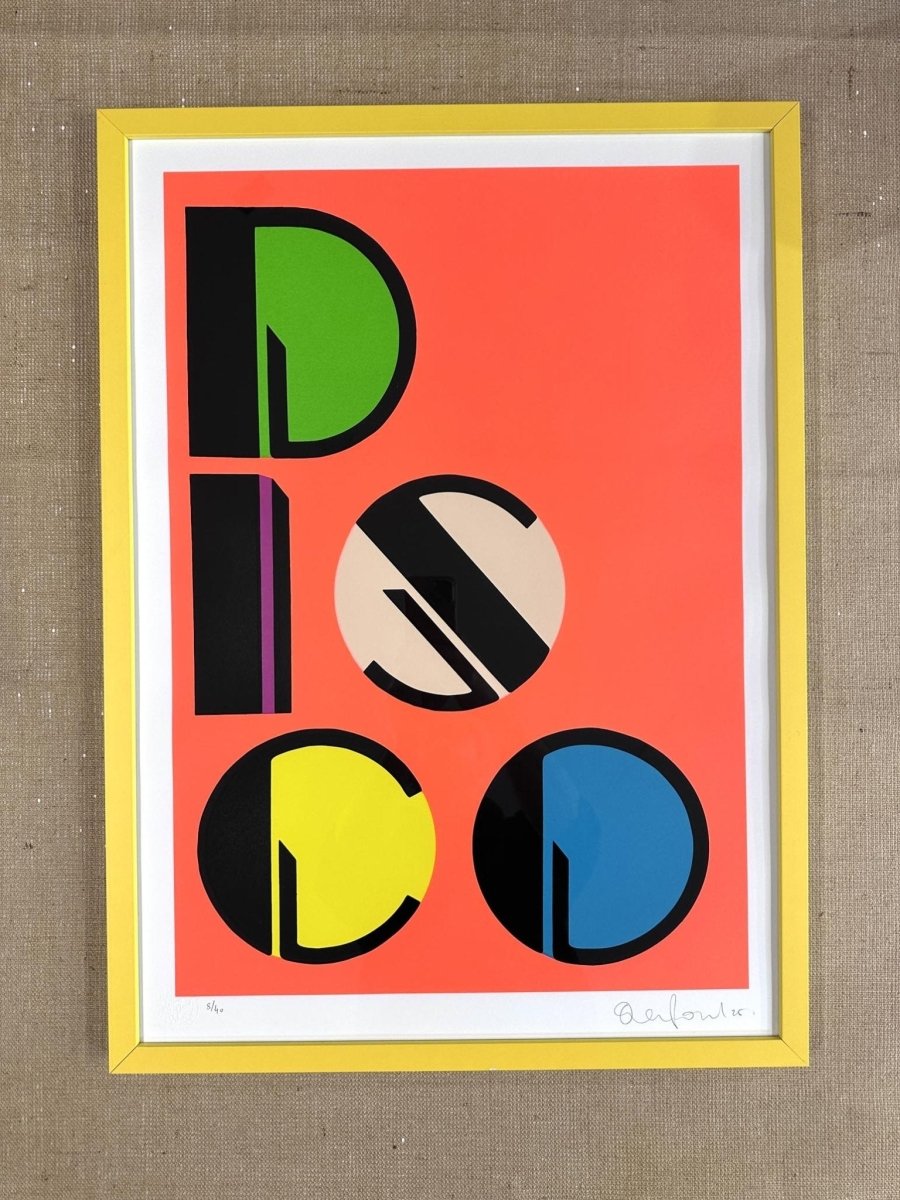 DISCO25 YELLOW FRAME OLI FOWLER ART tag1  framed art