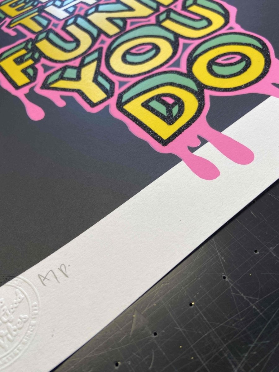 "Funk You Do" Black Glitter Hand Pulled Screen Print - shop_name