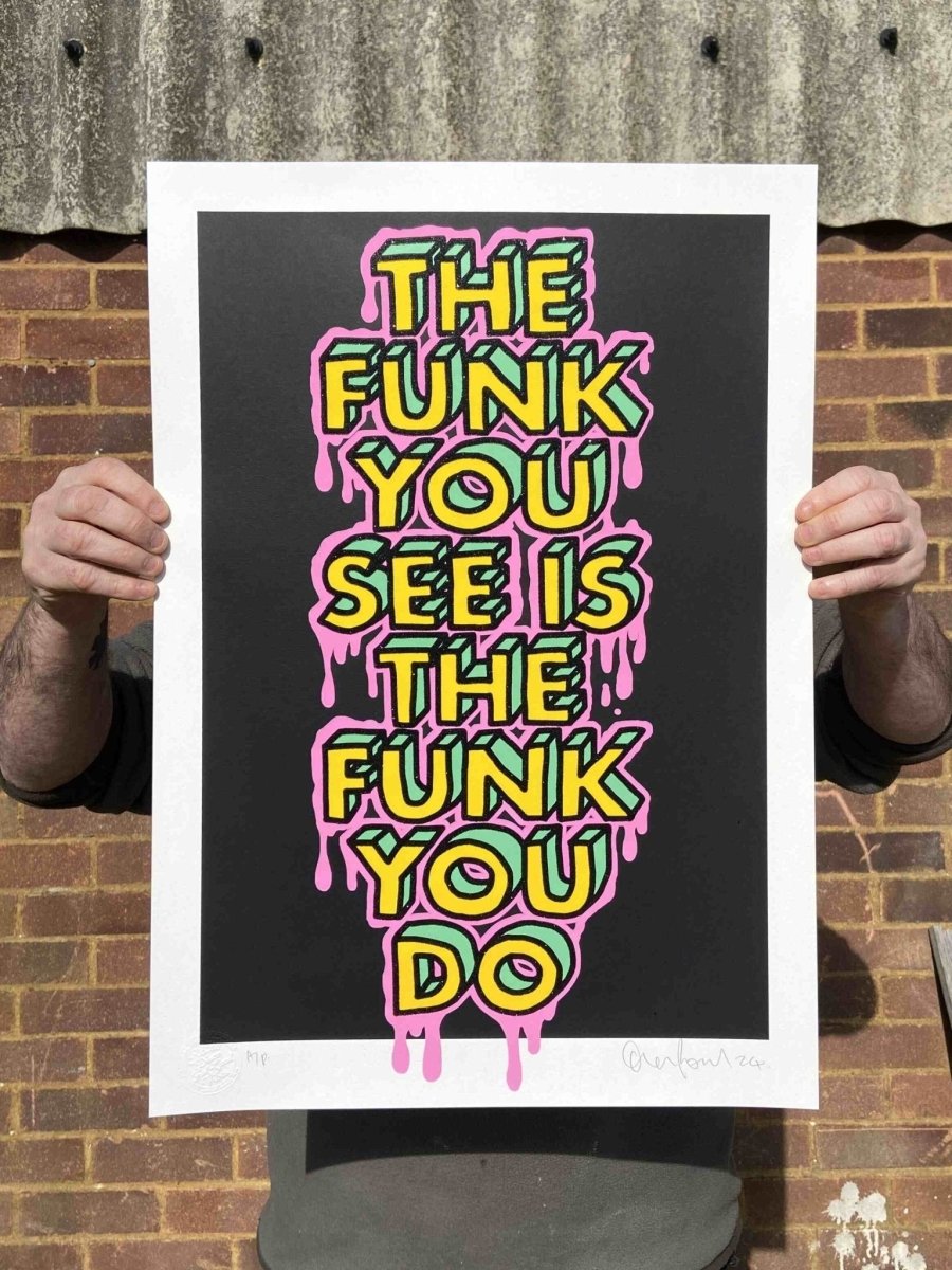 "Funk You Do" Black Glitter Hand Pulled Screen Print - shop_name