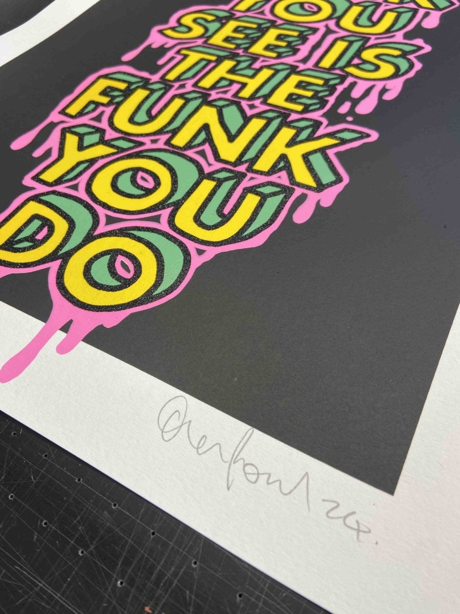 "Funk You Do" Black Glitter Hand Pulled Screen Print - shop_name