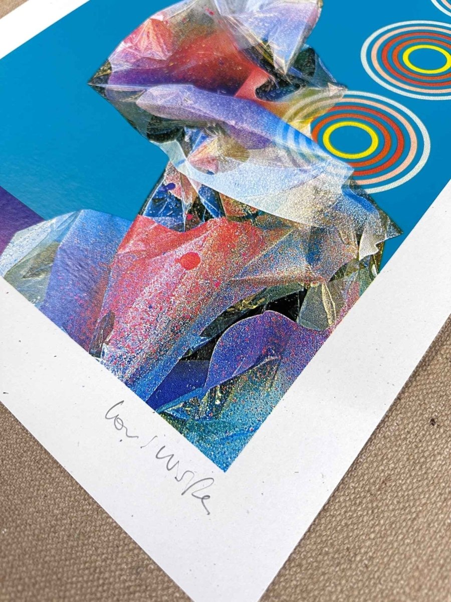 HEX BLUE Hand pulled Cmyk Dither Screenprint - shop_name