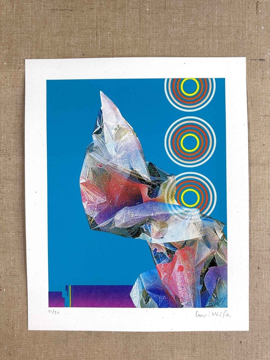 HEX BLUE Hand pulled Cmyk Dither Screenprint - shop_name