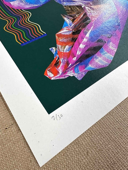 HEX GREEN Hand pulled Cmyk Dither Screenprint - shop_name