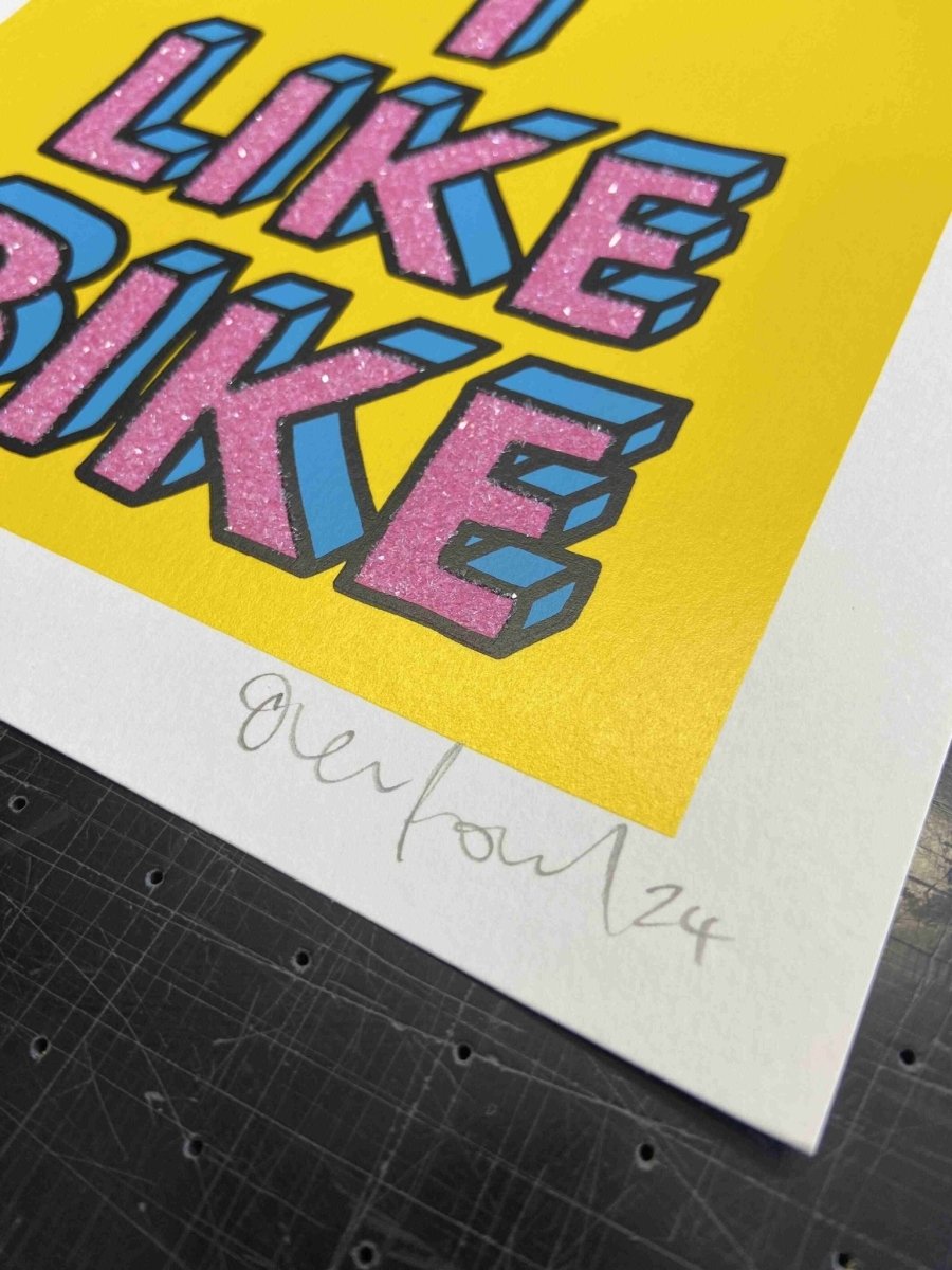 "I Like Bike" Diamond Dust Hand Pulled Screen Print - shop_name