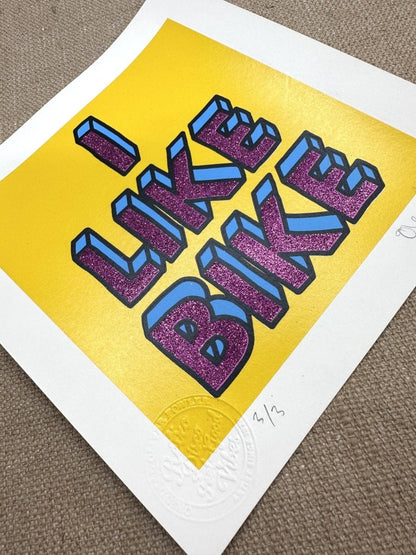 I lIke Bike Magenta Glitter Screenprint - shop_name
