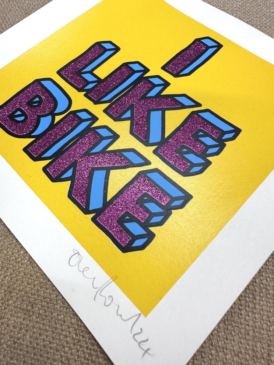 I lIke Bike Magenta Glitter Screenprint - shop_name