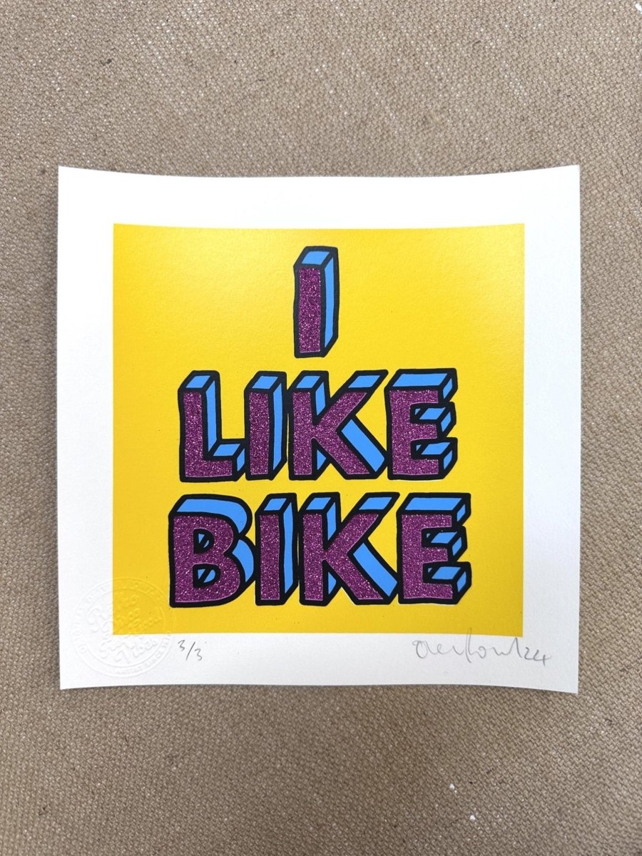 I lIke Bike Magenta Glitter Screenprint - shop_name