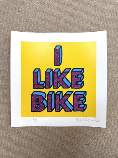 I lIke Bike Magenta Glitter Screenprint - shop_name