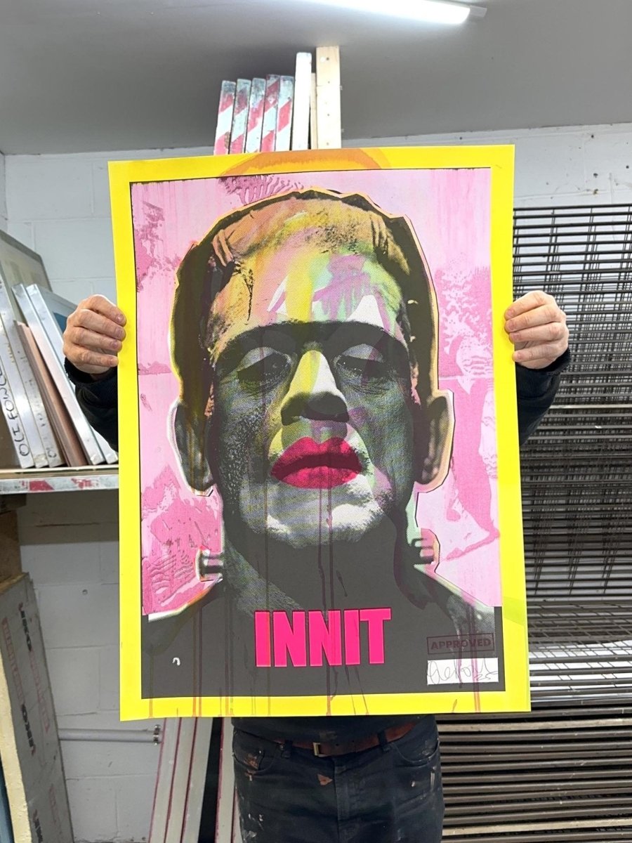 INNIT / ORIGINAL (MONO PINK) Original screenprint OLI FOWLER ART tag1  Halloween