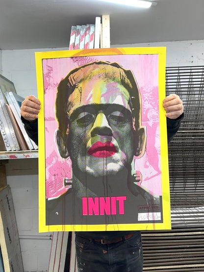 INNIT / ORIGINAL (MONO PINK) Original screenprint OLI FOWLER ART tag1  Halloween