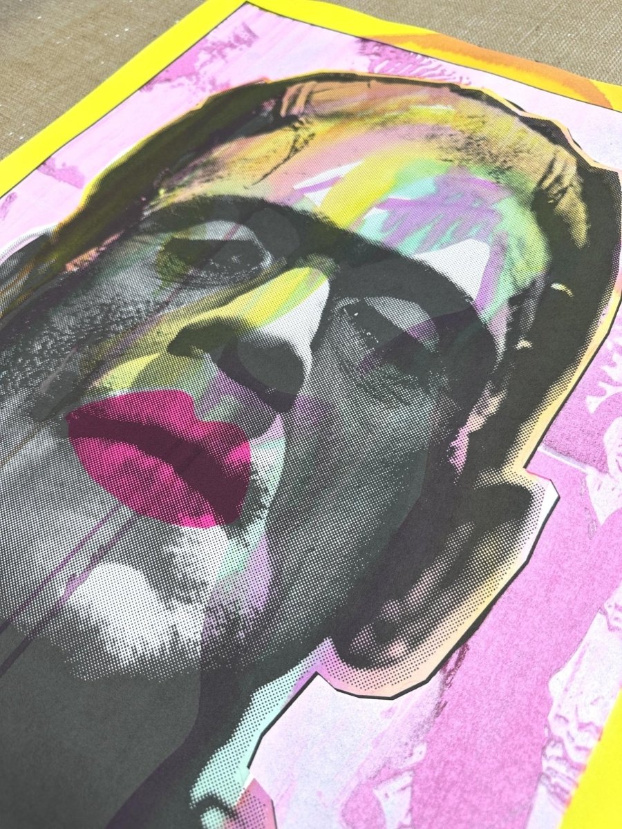 INNIT / ORIGINAL (MONO PINK) Original screenprint OLI FOWLER ART tag1  Halloween