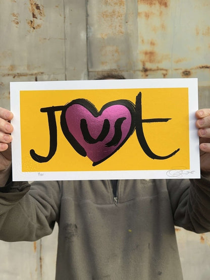 JusT Handpulled Screenprint in Fluro Pink and Metallic Leaf - shop_name