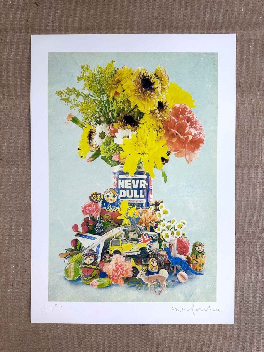 NEVRDULL Hand Pulled Varnish Screen Print Original screenprint OLI FOWLER ART tag1  diamond
