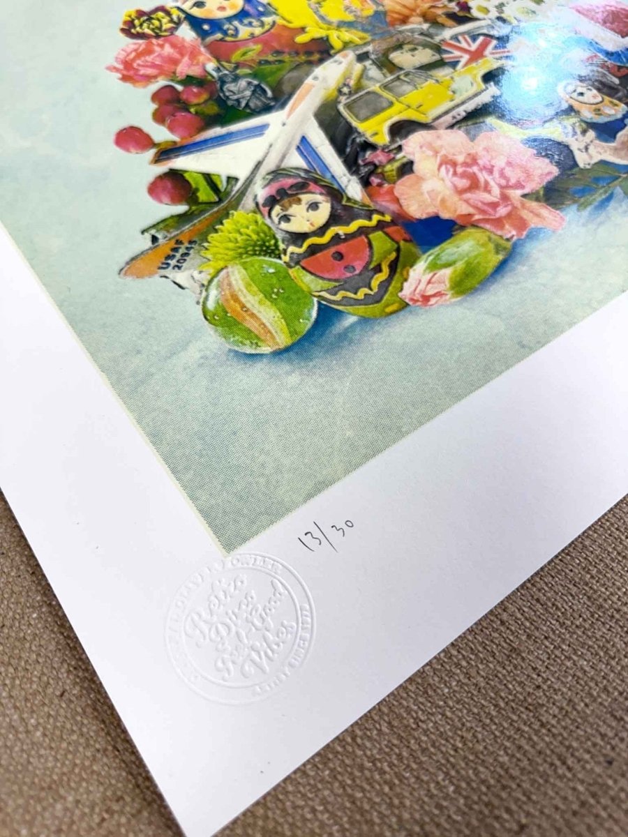 NEVRDULL Hand Pulled Varnish Screen Print Original screenprint OLI FOWLER ART tag1  diamond