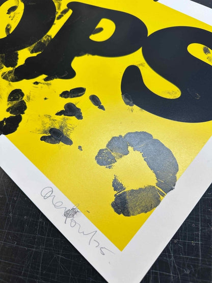 Oops Yellow Hand Pulled Screen Print - shop_name
