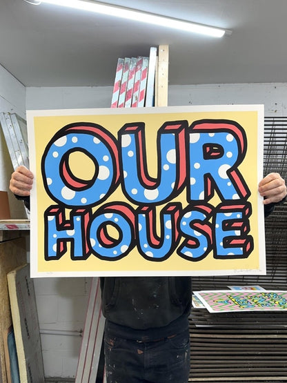 Our House Cream Hand pulled Screenprint - shop_name