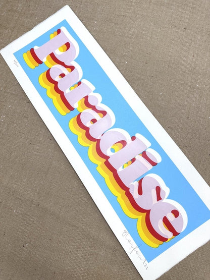 Paradise Blue Handpulled screenprint OLI FOWLER ART tag1  limited edition