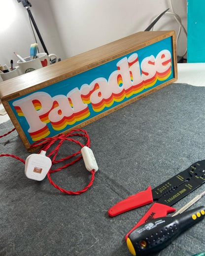 Paradise Light Box Artwork OLI FOWLER ART tag1  Framed