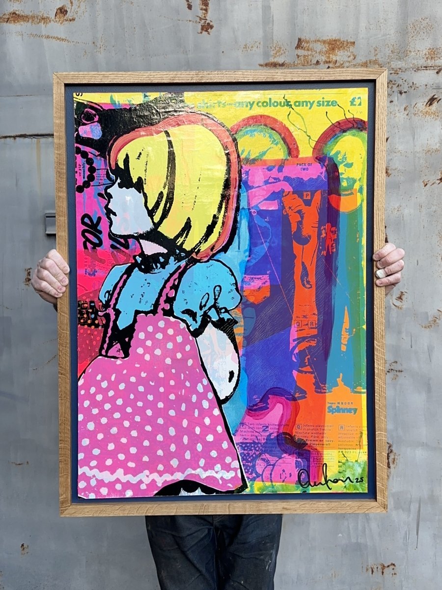 "Play Over All" Framed Original Screen Print Original OLI FOWLER ART tag1  framed art