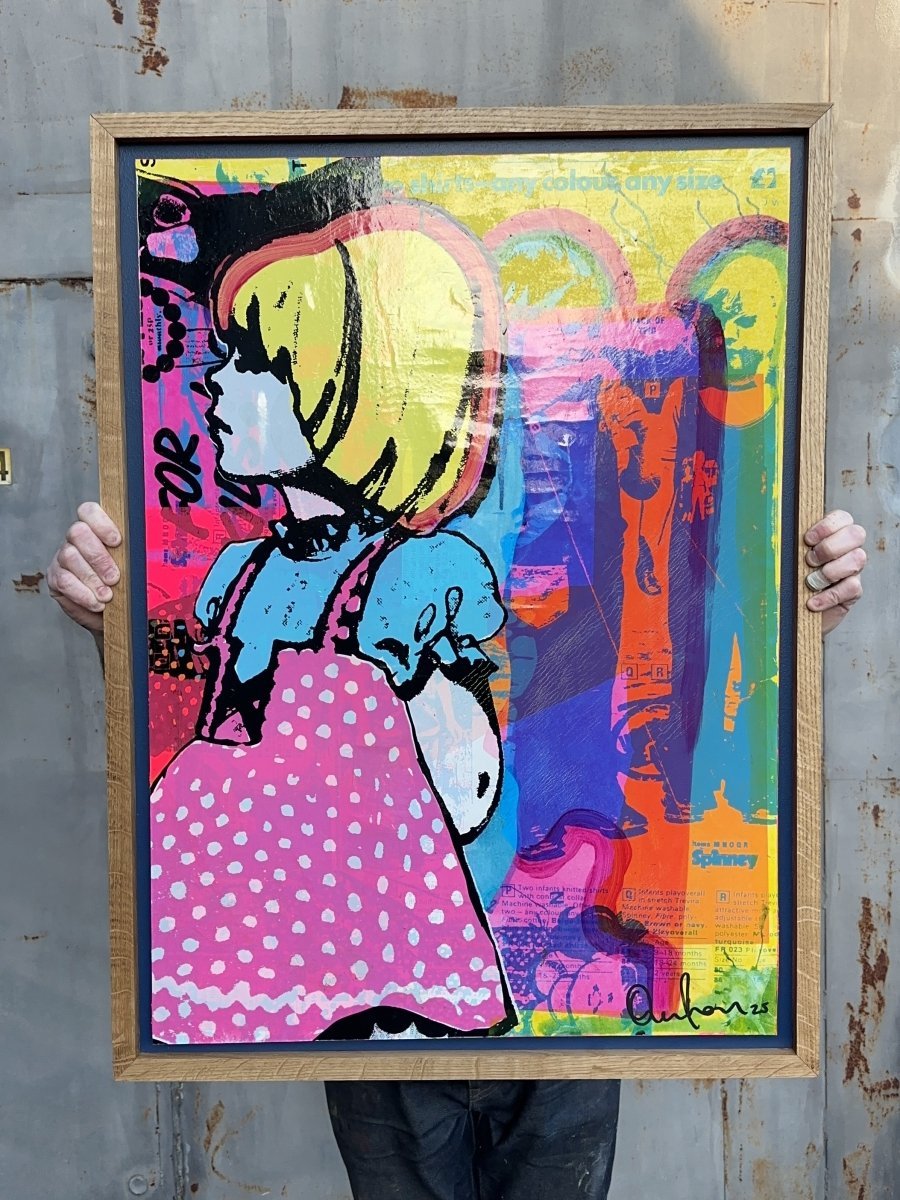 "Play Over All" Framed Original Screen Print Original OLI FOWLER ART tag1  framed art