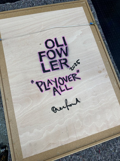 "Play Over All" Framed Original Screen Print Original OLI FOWLER ART tag1  framed art