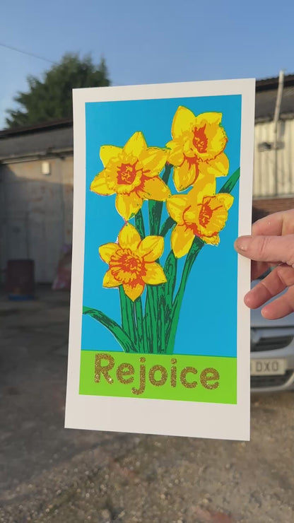 Rejoice Gold Glitter - Hand Pulled Screen Print