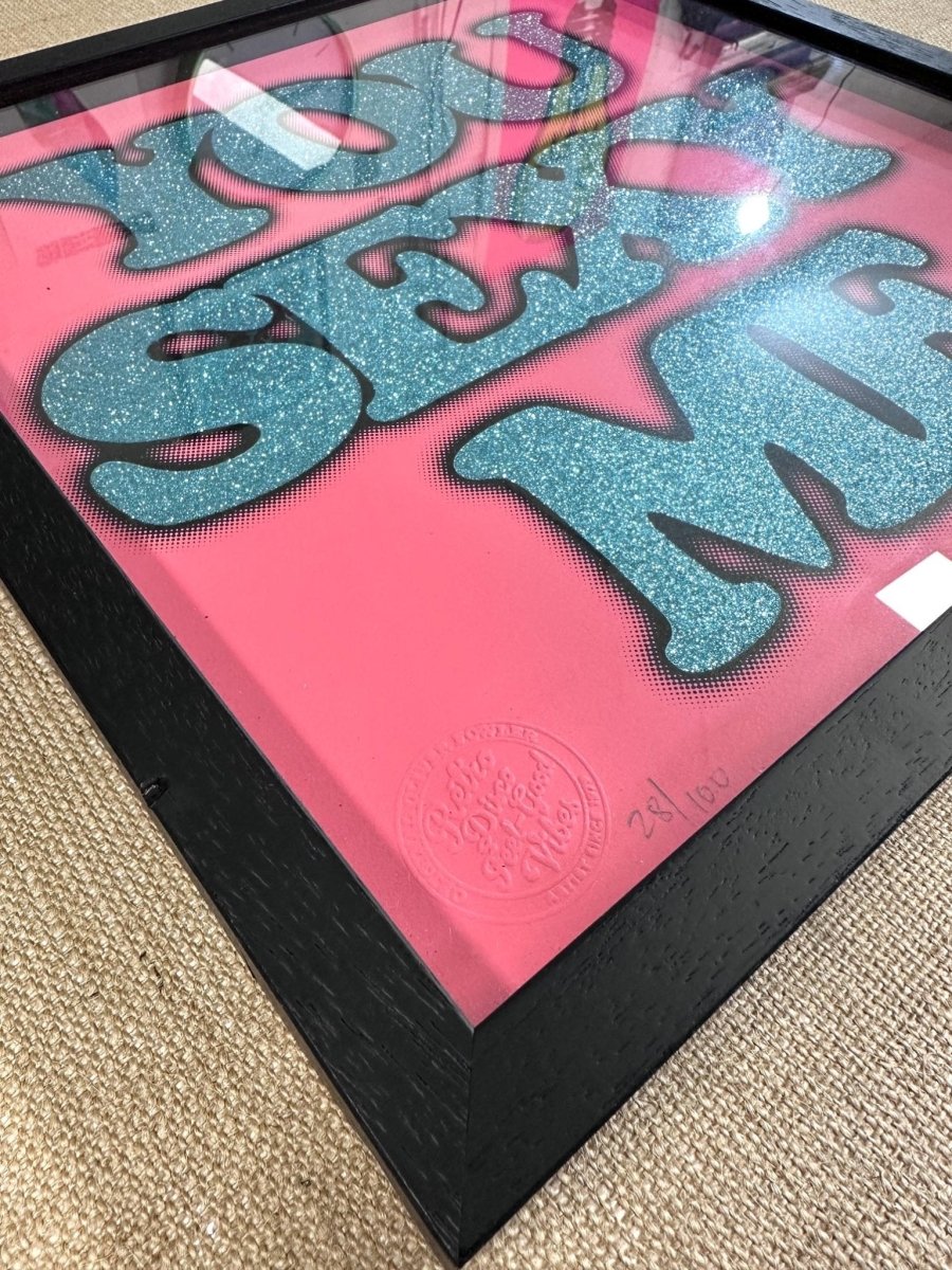 4-colour screenprint, blue red and pink, bubbly 'YOU SEXY MF' lettering over red heart, edition of 50