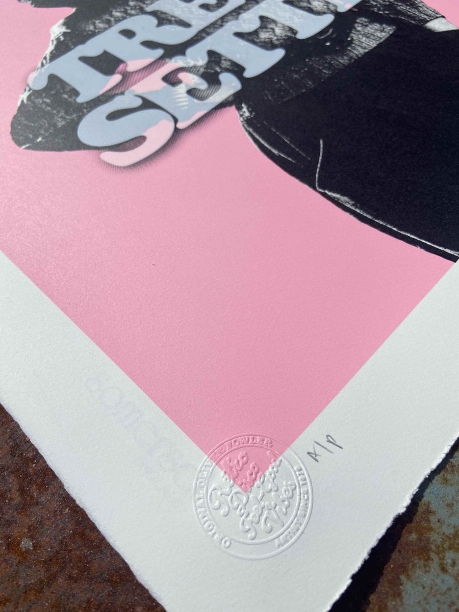 Trend Setter Hand Pulled Screenprint Screen Print OLI FOWLER ART tag1  pink