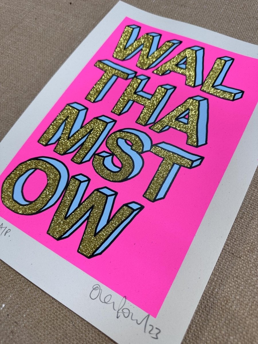 Walthamstow A4 Gld Glitter Handpulled Screenprint - shop_name