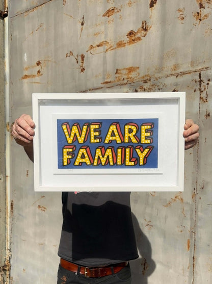 WE ARE FAMILY BLUE (FRAMED) OLI FOWLER ART tag1  framed art
